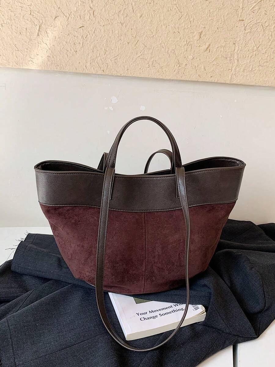 New Fashion Matte Leather Handbag With Magnetic Closure, Women's Tote Bag, Shoulder Bag, Crossbody Bag For Shopping And Commuting - Coffee - View 1