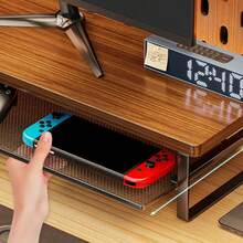 Vintage Monitor Desk Stand Riser Wood Desktop Storage Organiser Shelf - View 4
