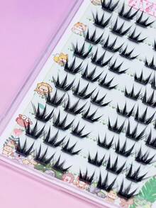 No Glue Required Self-Adhesive Spiky Dense Cluster Lashes Sharp Tip Individual False Eyelashes Pre-Glued Reusable Thick Segmented Lash Extensions Dramatic Look Soft Comfortable For Party Bold Makeup - C - View 2