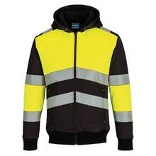 Portwest Mens PW3 Class 1 High-Vis Full Zip Hoodie - Yellow/Black - View 1