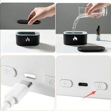 火焰空氣加濕器 升級版精油擴香機 超音波香氛 火焰霧化加濕 自動斷電功能 適用於房間、居家、辦公室 - 彩色 - 查看 12