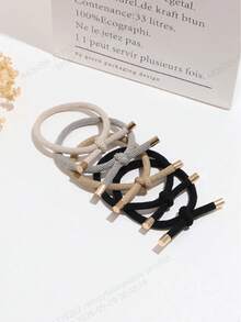 5pcs Minimalist High Elasticity Hair Ties, Colorful Bowknot Hair Bands, Suitable For Daily Wear In All Seasons - Multicolor - View 2
