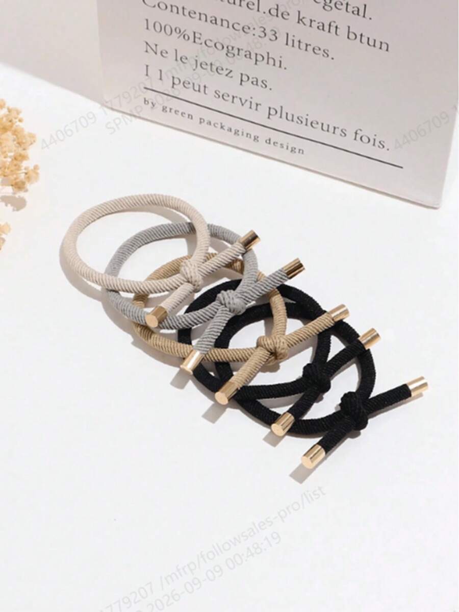 5pcs Minimalist High Elasticity Hair Ties, Colorful Bowknot Hair Bands, Suitable For Daily Wear In All Seasons