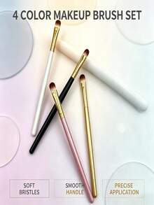4Pcs Eyeshadow Blending Makeup Brush Set, Soft Synthetic Bristles Multi Color Handle Cosmetic Eye Brushes For Daily Makeup - Multicolor - View 2