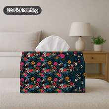 2D Flat Print, 1pc Tissue Box, Floral Pattern Decor On Dark Background, Lightweight Tissue Box, Suitable For Bedroom, Kitchen, Bathroom, Tissue Box, Bedroom Decoration, Garden Party, Fashionable Decor - A - View 13