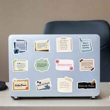 50pcs Encouraging Messages Book Stickers, Suitable For Kindle - Fantasy Sticker Pack, Vinyl Decals, Suitable For Kindle Accessories, Laptops, Water Bottles, Journals - Black - View 8