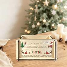 Santa Claus Snowman Reindeer Print Patchwork Wooden Open-Top Storage Box, Spacious Opening Interior, Suitable For Christmas Eve Snacks And Gifts, Cute Classic Winter Holiday Pattern, Christmas - Multicolor - View 5