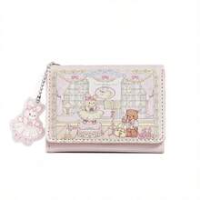Dompet Kelinci Beruang Seri Piknik Musim Semi Girl's Dream, Merah Muda Stroberi, Lucu, Anti-Demagnetisasi, Slot Kartu Ganda, Hadiah - Berwarna merah muda - View 5