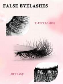 ENCHUW 7 Pairs 3D Fake Eyelashes Natural Lashes Short False Eyelashes Pack Reusable False Lashes Soft Wispy Lashes Fluffy Eye Lashes - Black - View 2