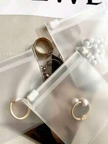 10pcs Self-Sealing EVA Zipper Bags - Jewelry Storage Bags, Suitable For Earrings, Rings And Accessories, Anti-Oxidation Reusable Sealed Packaging, Transparent Small Sealed Bags, Prevent Oxidation, Great Helper For Home And Travel - White - View 3