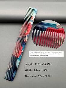 Patterned Hair Comb, Fashionable And Stylish Comb, Essential Styling Comb For Salon And Beauty Parlor, Professional Hairdresser Cutting Comb, Tail Comb, Women's Hair Comb, Men's Hair Comb Available - Multicolor - View 9