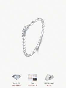 MODIAN D Color Moissanite Stacking Ring 925 Sterling Silver Twisted Rope Thin Braided Finger Ring Fine Jewelry For Women - Silver - View 1
