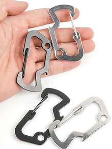 Small D-Shaped Bottle Opener Spring Hook Carabiner Shark EDC Multi-Function Clip Anti-Loss Rope Climbing Hook Rope Tool Keychain Bag Decoration Car Keychain Accessory Men's Keychain Women's Keychain Wallet Chain Friend Gift Birthday Gift - Multicolor - View 2