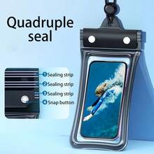 1/2 piezas Bolsa impermeable para teléfono con sello cuádruple, funda para teléfono con pantalla táctil y correa para colgar, bolsa protectora impermeable para natación, rafting, aguas termales y playa - Versión actualizada - Ver 5