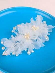 1 Organza Bridal Hair Clip Romantic Headpiece - White - View 2