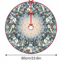 1pc Blue Snowman Pattern Christmas Tree Skirt, Elegant Color Holiday Decor, 5 Sizes, Unisex Holiday Gift, Suitable For Home And Party Christmas Home Decoration - Blues Snowman - View 12