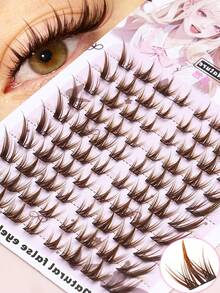 Ayrmilla C Curl 80 Bundles Brown False Eyelashes, Natural DIY Cluster False Eyelashes, Cute Cartoon Eye Makeup Effect, Eye Makeup, Eyelash Clusters, Single False Eyelashes, False Eyelashes, Beginner Essential, Charming False Eyelashes - C - View 1