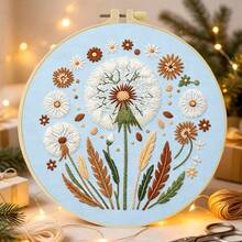 1PC 15*15cm/5.9*5.9in 20*20cm/7.9*7.9in,The Dandelion Plant Embroidery Kit, DIY Handmade Embroidery Set For Adult Beginners, Home Gift, Women's Sewing Gift, Including User Manual, Printed Pattern Fabric, Embroidery Frame, Needle And Thread. - 15X15CM - View 6