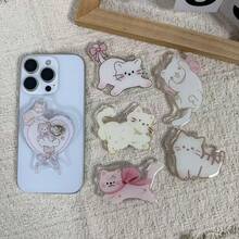 Cartoon Cat Phone Push-Pull Stand, Adhesive Phone Back Stand, Suitable For All Phones, Desktop Stand - Multicolor - View 2