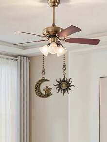 2pcs Solar/Moon-Themed Lighting Accessories: Ceiling Fan Extender, Fan Light Bulb Chain, Switch, Table Lamp Switch, Handles, Zipper. No Electricity Required, No Batteries Needed, No Wireless Connection Necessary. - Multiple Styles - View 1