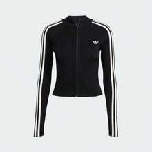 Adidas Originals Slim Fit Zip-Up Comfortable Black Long Sleeve Jacket Women's - Black - View 5