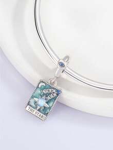 Vintage Mystic Square Dangle Charm Beads, Enamel Tarot Pattern Pendant With Moon Sun Star, Fit European Style Bracelet, DIY Handmade Jewelry Accessory - Multicolor - View 9