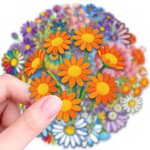 50pcs Cute Cartoon Flower PET Stickers, Diverse Designs, Enhance Thinking And Creative Action Ability, Art Supplies, Children Sticker Toys - Multicolor - View 6
