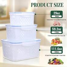 Refrigerator Fruit Storage Container With Detachable Drain Basket, Sealed And Stackable To Keep Food Fresh. Dishwasher Safety. Berries, Vegetables, Agricultural Product Baskets, Filters, Refrigerators, Suitable For Microwave Ovens - S+M+L - View 15