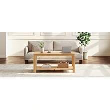 Wooden Coffee Table With A Double-Layer Frame And Open Storage Space, For The Living Room And As A Home Decorative Piece. Dimensions: X 50 X 45. Color: Natural Wood. - 1 - View 2
