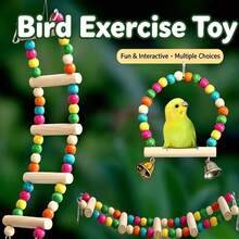 Parrot Chew Toy, Tiger Striped Small Bird Stand, Cockatiel Parrot Grinding Perch, Climbing Chewing Toy, Bird Cage Accessory, Peony - Multicolor - View 7