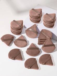 24pcs 15pcs 8pcs/5pcs Triangle Sponge Puff For Loose Powder Setting Makeup Face Soft Triangle Puff Suitable For Loose Powder Body Fan Velvet Makeup Sponge Foundation Blending Sponge Set Beauty Makeup Tools - Brown - View 1
