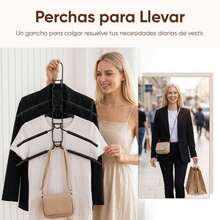 Juego de 2 ganchos verticales clóset, capacidad para 10 prendas, organizador ropa acero inoxidable antideslizante para armario, Percha Multifuncional Ahorradora Espacio, Espuma Antimarcas, Giro 360°, Estante Multicapa para Ropa, Organizador Armario Dormitorio, Camisetas, Pantalones y Vestidos - Negro - Ver 9