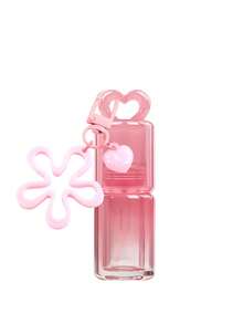 Pink Heart-Shaped Hollow Lipstick Tube Keychain, Portable Lipstick Bottle With Pink Bear, Flower And Bell Keychain Pendant, Backpack Decoration - Multicolor - View 14