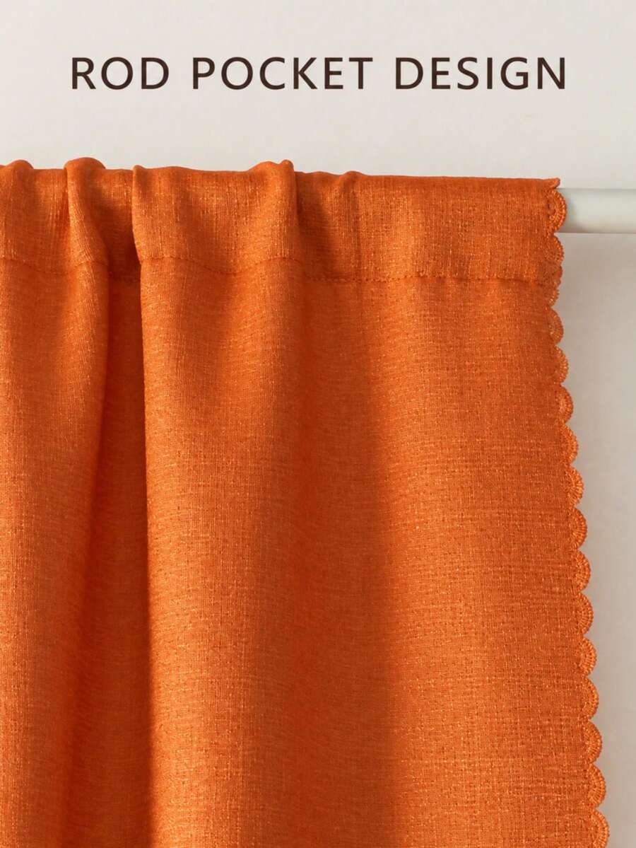 1pc Thickened Linen-Colored Woven Curtain, American Vintage Orange ...