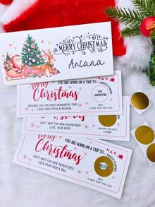 Personalized Christmas Scratch-Off Surprise Card With Envelope, Custom Name & Message Travel Reveal Card, Christmas Greeting Card,Holiday Gift Reveal,Secret Vacation Surprise,Family Couple Friend Gift,Thank You Cards For Business - Multicolor - View 5