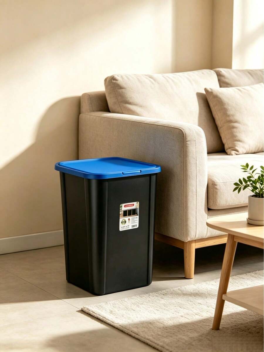 45L Large Capacity Trash Bin - With Handle And Sealed Lid, Extra Large Capacity, Sturdy Bin Body, Easy To Clean, Portable Garbage Bin, Suitable For Kitchen, Bathroom, Office And Home Use - Random Color - View 1