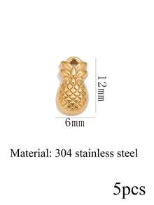 5-Piece Set Of 18K Gold-Plated Stainless Steel Heart, Pineapple, And Small Flower Pendants For DIY Necklace And Bracelet Jewelry Making - 1 Pendant - View 14