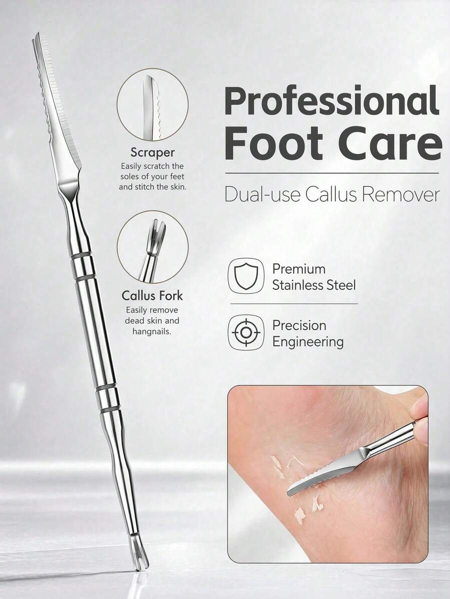 Professional Foot Callus Remover, Stainless Steel Foot Corn And Dead Skin Scraper, Foot Exfoliating Foot File, Suitable For Smooth Heels, Home And Salon Foot Care File