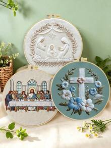 Characters Embroidery Kit For Adult Beginners. Includes Manual, Printed Fabric, Hoop, Needles, Threads & Stitch Guide. Great Home Gift For Women. Size: 15x15cm/5.9in Or 20x20cm/7.9in. - Characters - View 5