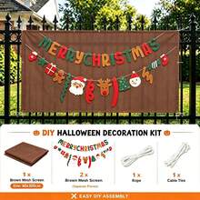 Outdoor Privacy Fence Fabric, High Density Sunshade Anti-Peeping Fence, Comes With Detachable Christmas Party Bunting Decoration, Supports DIY Free Matching, Can Be Hung Separately For Decoration, Windproof Weather-Resistant Tear-Resistant, Suitable For Outdoor, Balcony - Green, Brown Optional - Brown - View 10
