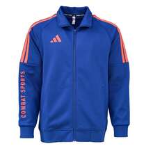 Jaket Unisex Adidas Wu Bo dengan Desain Kontras untuk Pria - Biru/Oranye - View 1