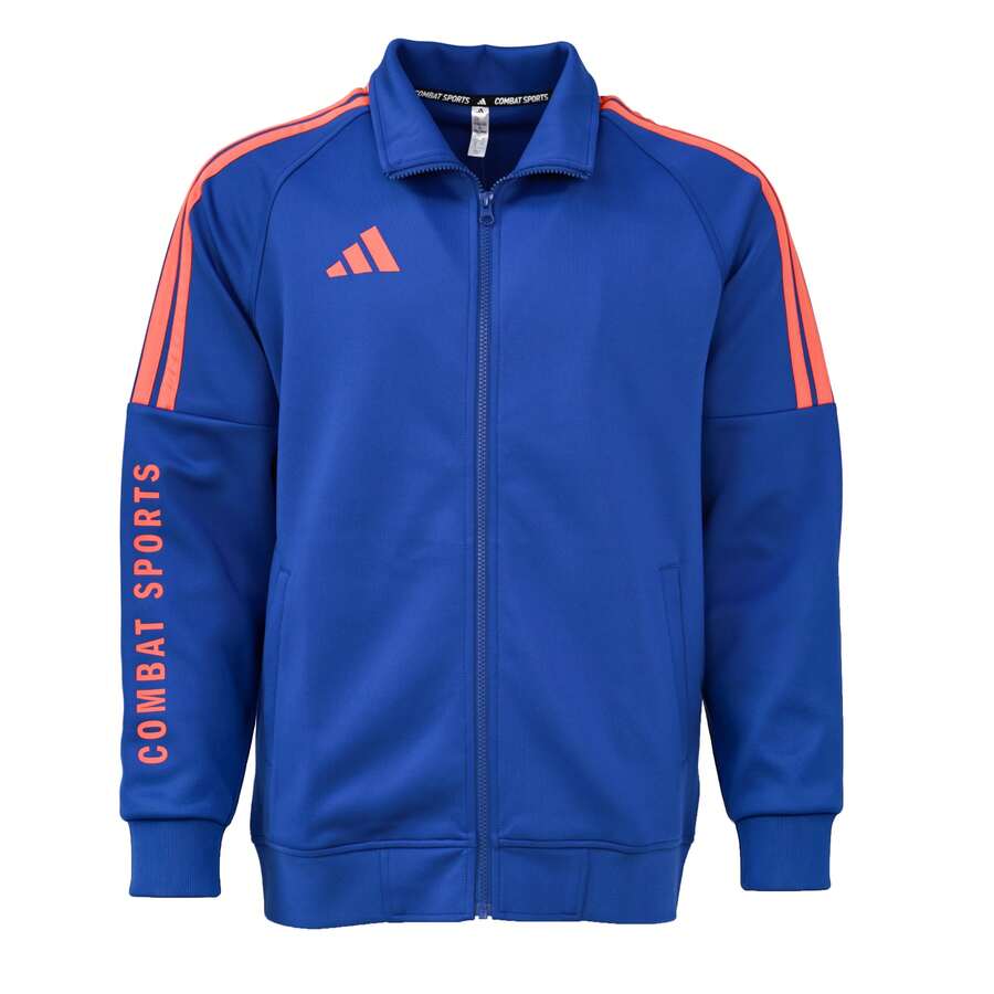 Jaket Unisex Adidas Wu Bo dengan Desain Kontras untuk Pria - Biru/Oranye - View 1