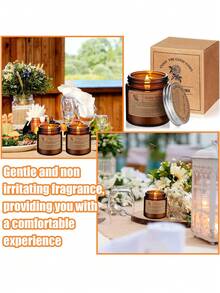 Home Fragrance Aromatherapy Scented Candle Set, Brown Glass Jar Candle With Essential Oil And Matchbox, Bedroom Atmosphere Decor, Holiday Gift - Duoxiang - View 9