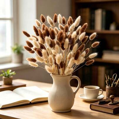 30/60/120/180/240 buc. iarbă artificială tip coadă de iepuraș maro, tulpini false de Lagurus ovatus pentru decor acasă, aranjamente florale boeme, own crafturi DIY, decor pentru bucătărie și nuntă