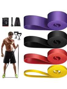 5-90 Lbs Multi-Color Latex Resistance Bands Set, Elastic Pull Bands For Home Yoga, Back & Glute Strength Training Fitness Equipment - Multicolor - View 2