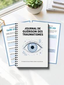 1 PC Jurnal Pemulihan PTSD Versi Prancis, Jurnal Terpandu Penyembuhan Trauma untuk Terapi dan Kesehatan Mental, Buku Harian Refleksi Perawatan Diri Mindfulness untuk Kecemasan, Pereda Stres, Kesejahteraan Emosional, Alat Perencana - A5 - View 5