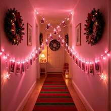 Pink LED Photo Clip Fairy String Lights With 15 Picture Clips, Indoor Wall Photo Display Lamp, Bedroom Christmas Tree Holiday Party Ambient Decor Light - Photo Clip Light - View 9