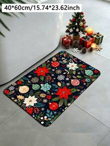 1pc Christmas Modern Home Print Pattern Doormat, Faux Cashmere Short Plush Decorative Carpet Rug, Soft Skin-Friendly Indoor/Outdoor Decorative Mat, Washable Entrance Mat, Home Gift Long Runner Rug, Suitable For Kitchen, Living Room, Bathroom, Bedroom, Room, Dormitory Decoration, Practical Doormat, Holiday Gift - Multicolor - View 9