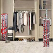 Multi-Color Wrapping Paper Storage Bag, Vertical Cylindrical Organizer With Transparent Window And Reinforced Handle, Waterproof And Dustproof Large Capacity, Suitable For Wrapping Paper, Ribbons, Bows And Handmade Crafts Ideal For Closet,Craft Room - Multicolor - View 2