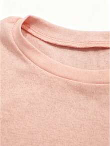 FLEXCHIC Women's Semi-Sheer Short Sleeve T-Shirt, Sexy Semi-Transparent Elastic Mesh Top, Lightweight Spring/Summer Layering Essential, Suitable For Outings - Baby Pink - View 7